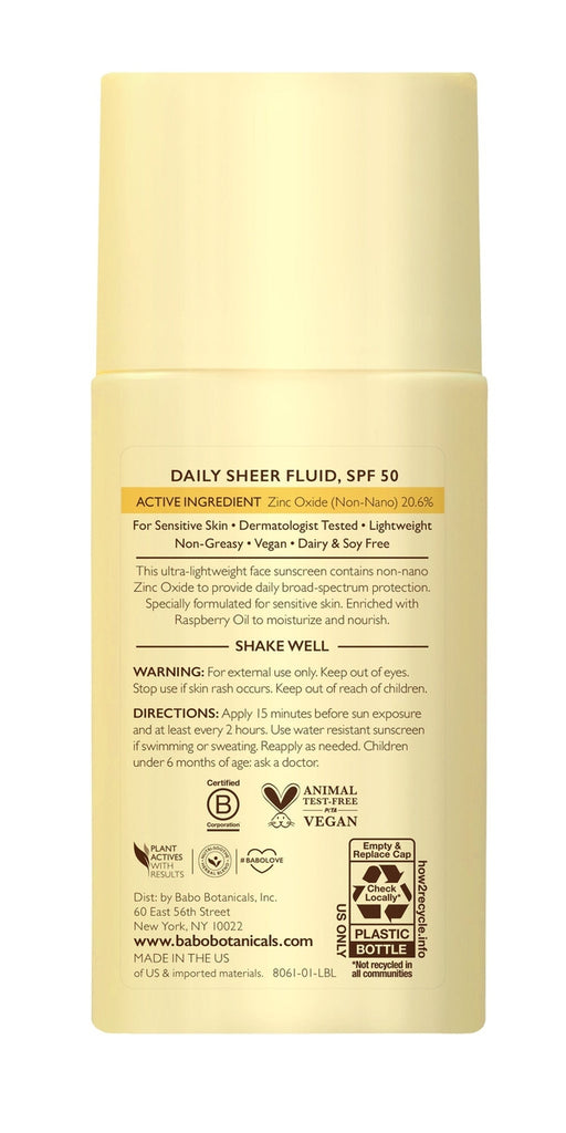 Babo Botanicals-SPF50 Daily Sheer Fluid Mineral Sunscreen-