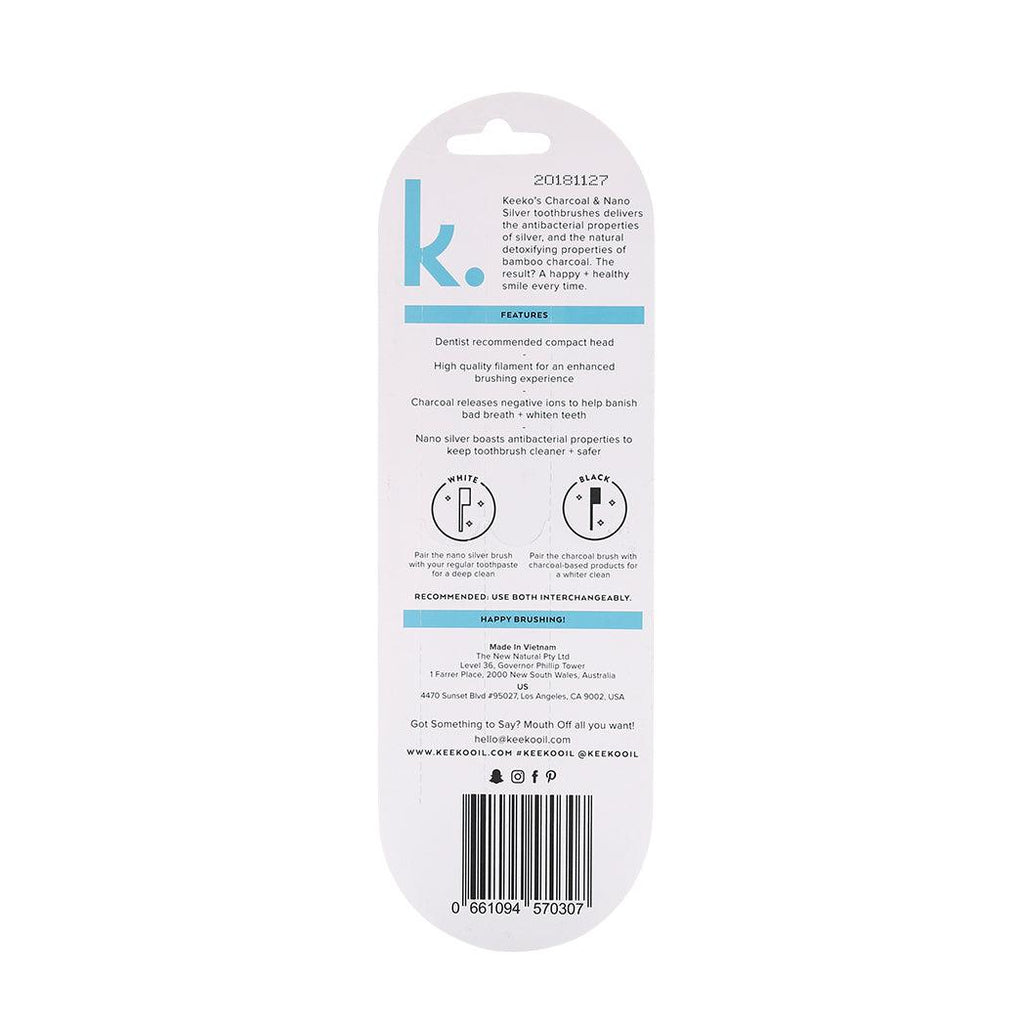 Keeko-Nano Silver & Charcoal Toothbrush Set-