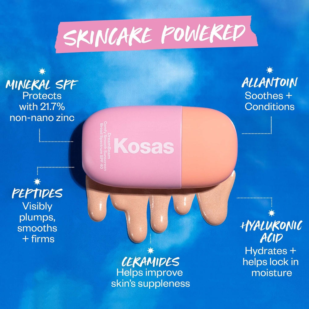 Kosas-DreamBeam Mineral Sunscreen SPF 40 + Makeup Prep with ceramides and peptides-