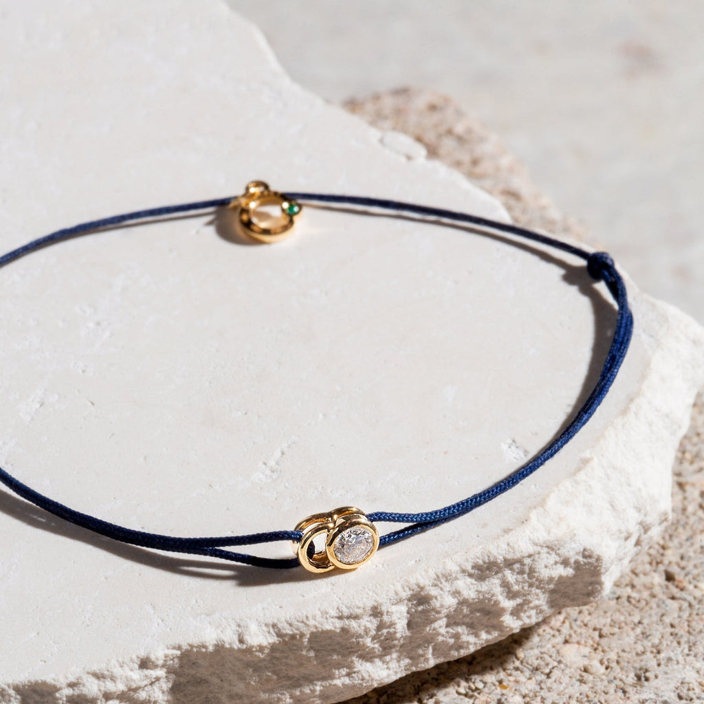 Courbet-COURBET LET'S COMMIT blue Courbet cord bracelet in rose gold-