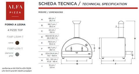 Alfa 4 Pizze Countertop Technical Specifications
