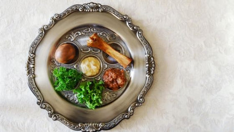 seder plate with foods