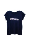 Sisterhood slogan t-shirt in navy and rose gold