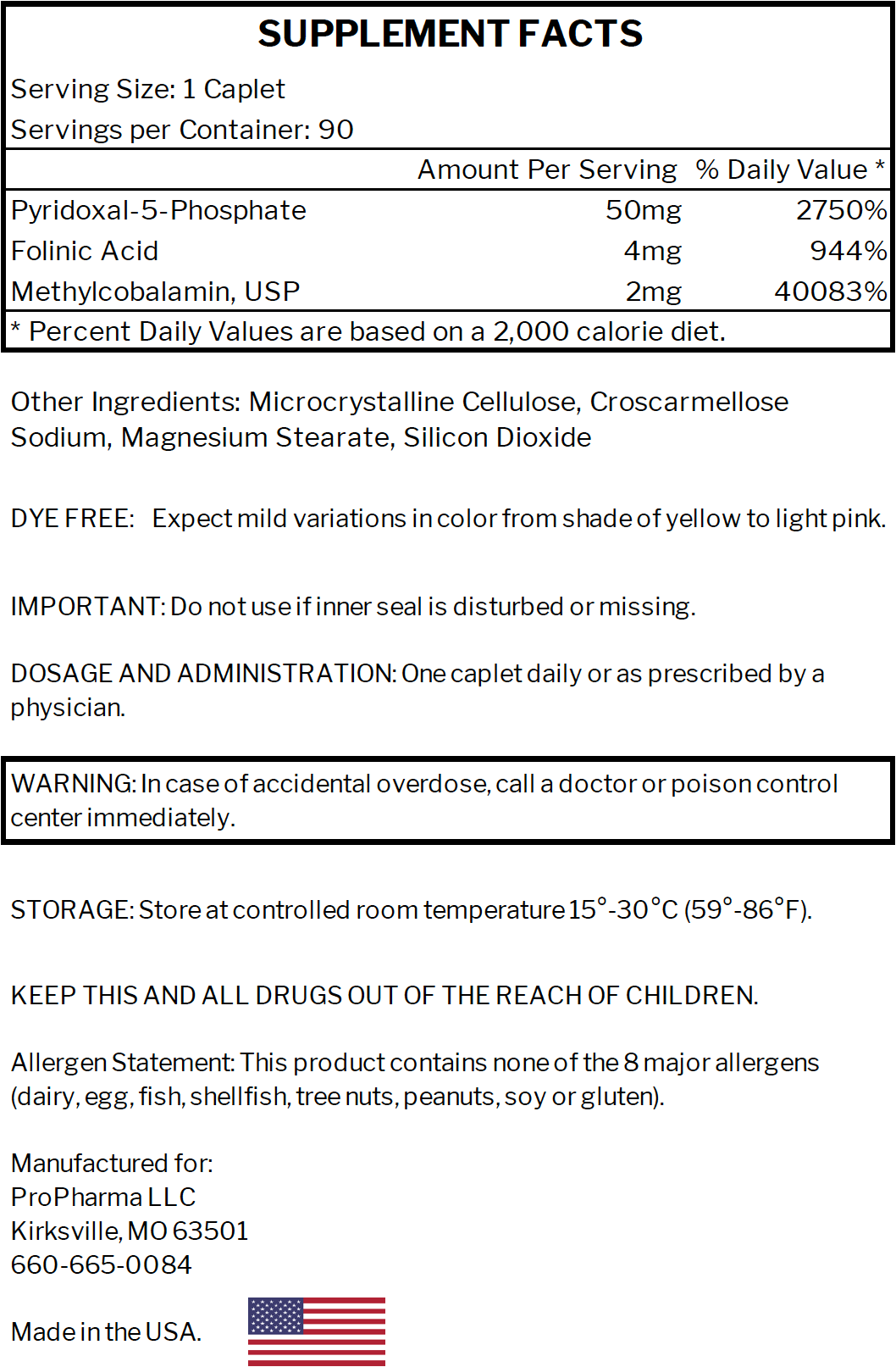 Folinic-Plus Supplement Facts