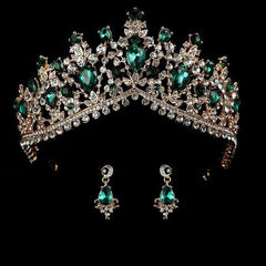 EmeraldGreenTiarawithEarringSet