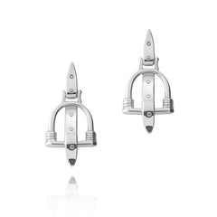 soild silver stirrup inspired drop earrings