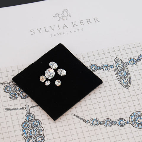 jewellery design drawings and loose fine diamonds