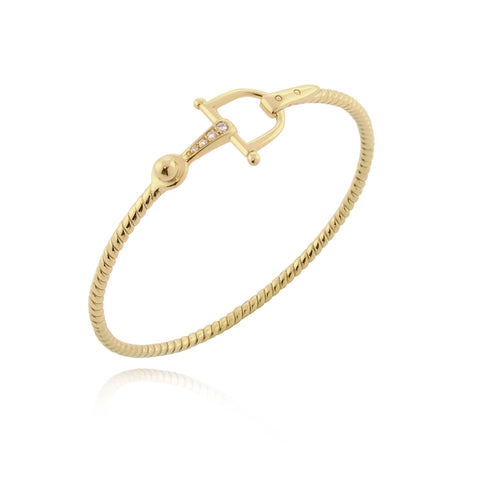 solid gold and diamond equestrian styled bangle
