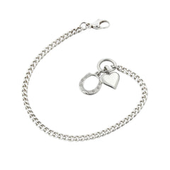 Solid silver Horseshoe and heart equestrian styled chain bracelet