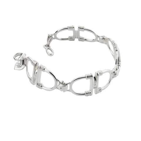 solid silver equestrian stirrup inspired bracelet