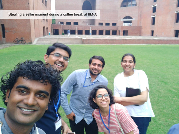 Coffee break selfie at IIM Ahmedabad during SAP Social Entrepreneurship Program