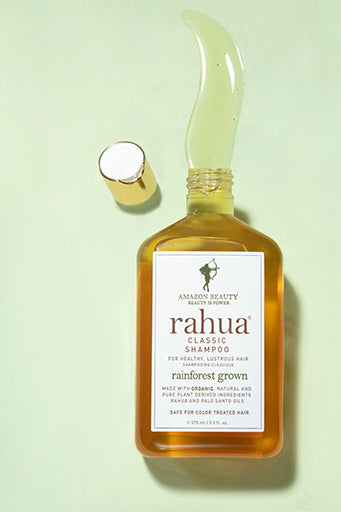 Rahua Classic Shampoo open bottle with shampoo texture 