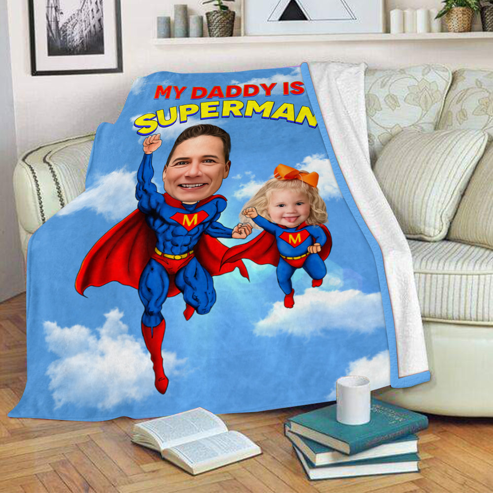 Custom Superhero Portrait Blanket with Photos III- Personalized Gift for Family Members Made in USA