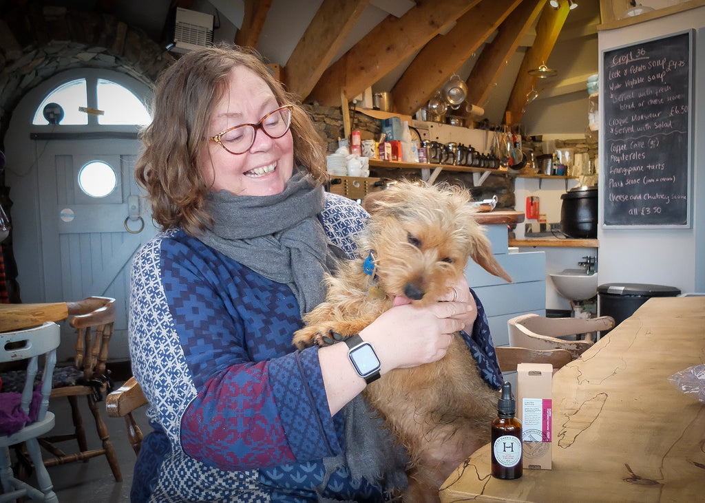 Amanda and friend at the Temple Cafe, Harris.