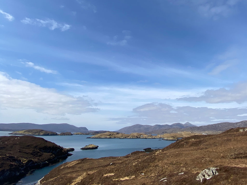 The view from Scalpay across East Loch Tarbert and towards the distillery.