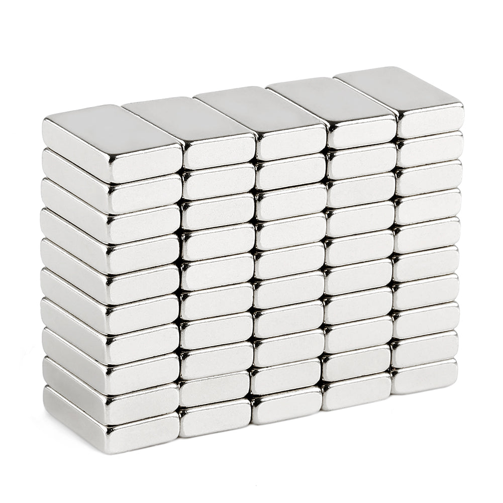 50 Pcs N35 13x8x3mm Block Neodymium Magnets with Nickel Plated | – OMO Magnetics