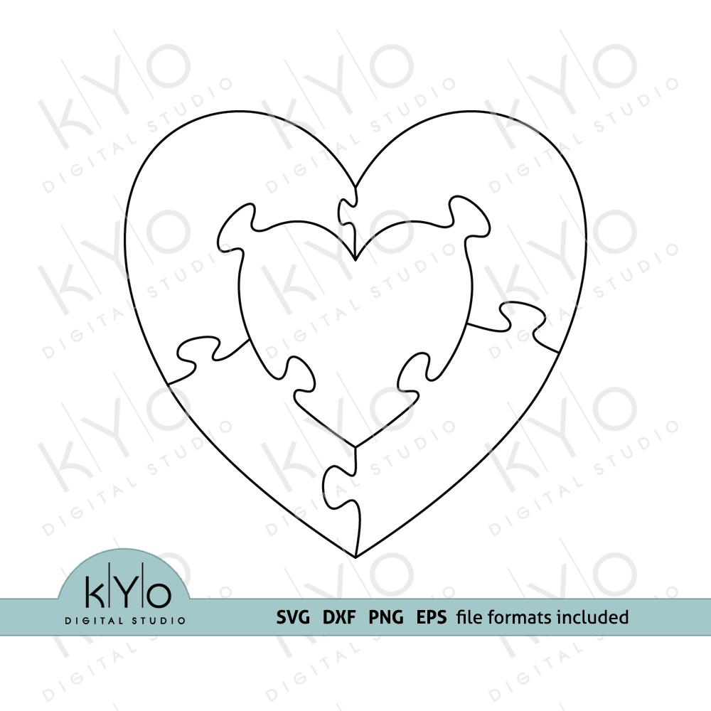 Heart In Heart Jigsaw Puzzle Templates Ai Eps Dxf Svg Png Files Kyodigitalstudio Com