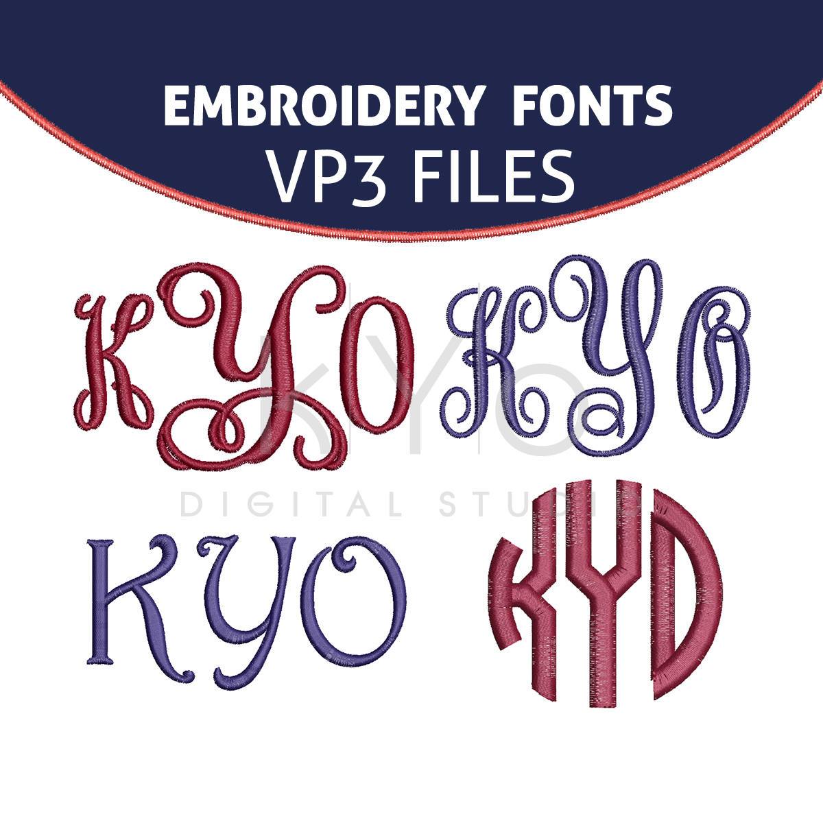 Download Embroidery Monogram Font Bundle Vp3 Format Files Kyodigitalstudio Com SVG Cut Files