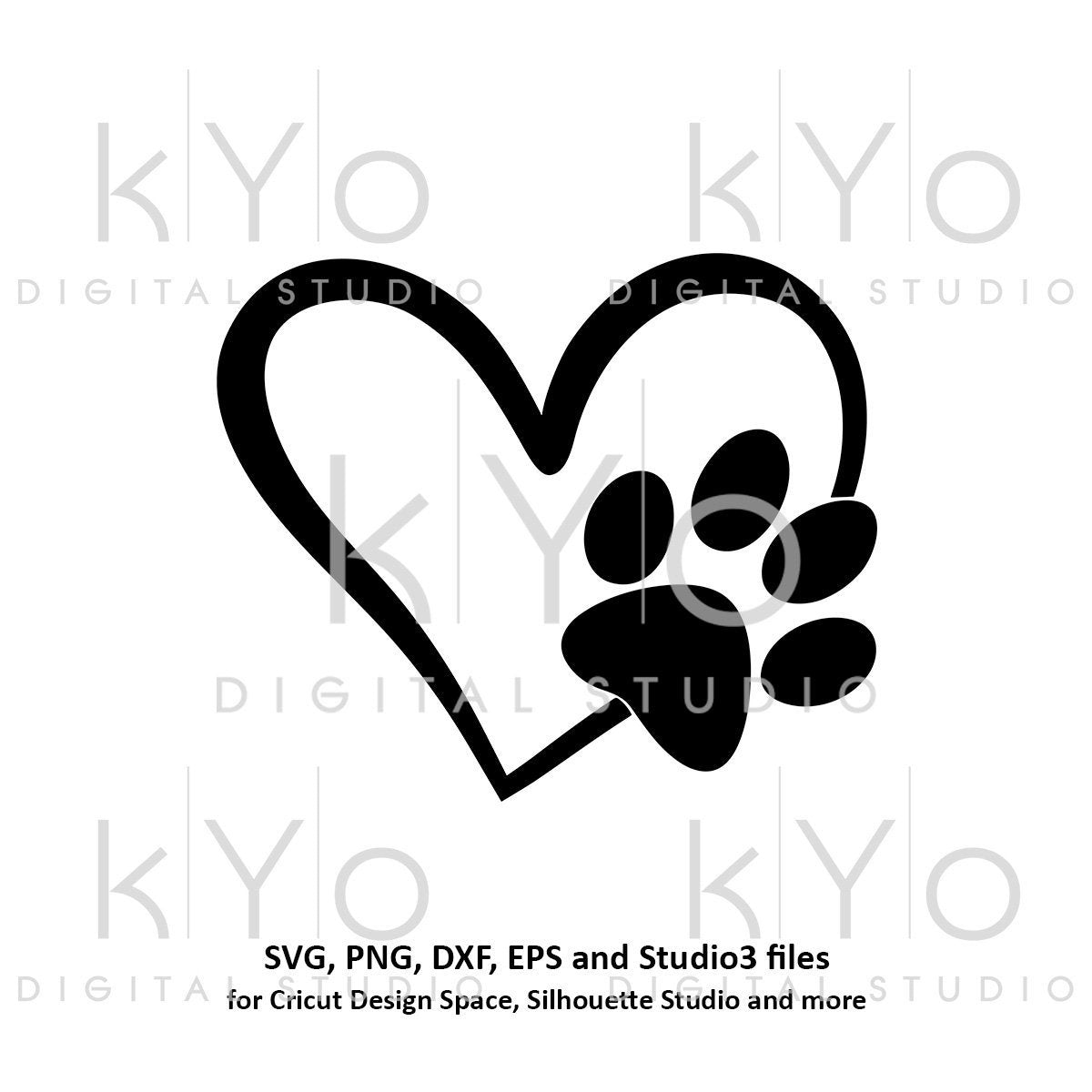 Paw Svg Paw In Heart Svg Dog Cat Love Pet Paw Svg Heart With Paw Print