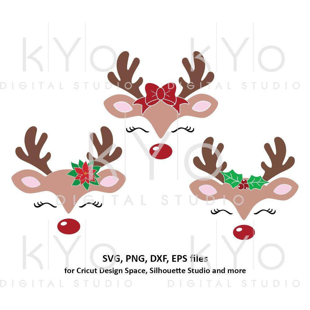 Download Christmas reindeer face bundle svg png dxf files