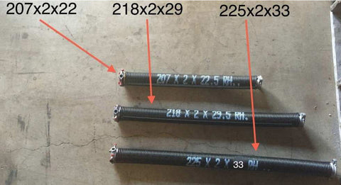 garage door difference size of spring