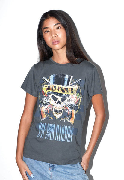 Quality Women's Guns N' Roses Skull Print T-Shirt – 360° ICÔN – 360°