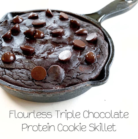 flourless triple chocolate protein cookie skillet