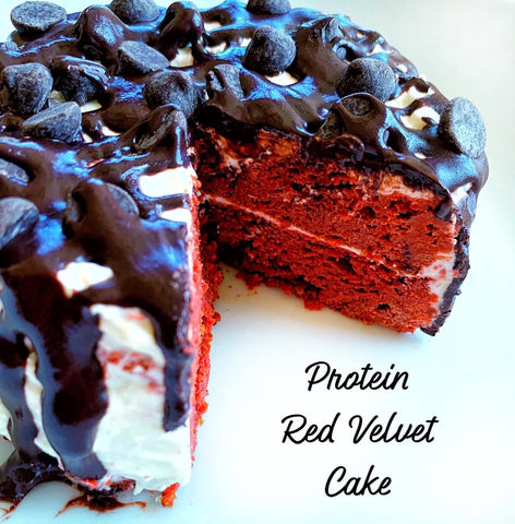 red velvet high protein, low carb chocolate cake recipe