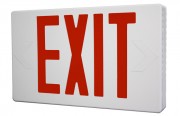 LED Exit Sign with Red Letters, White Housing, and Battery Backup
