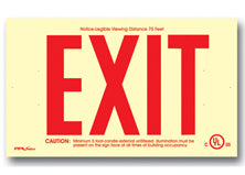 Glow In The Dark Exit Sign - Non-Electrical Operation