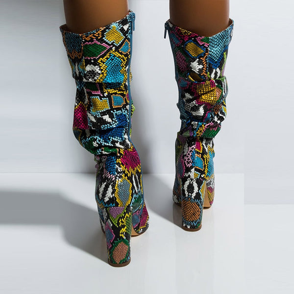 colorful snakeskin boots