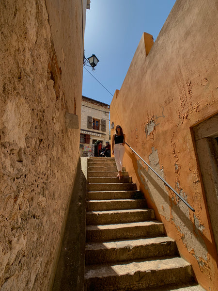 Narrow stairway in Rovinj, Croatia Old Town