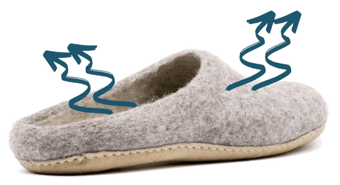 Nootkas wool slippers are wicking and breathable