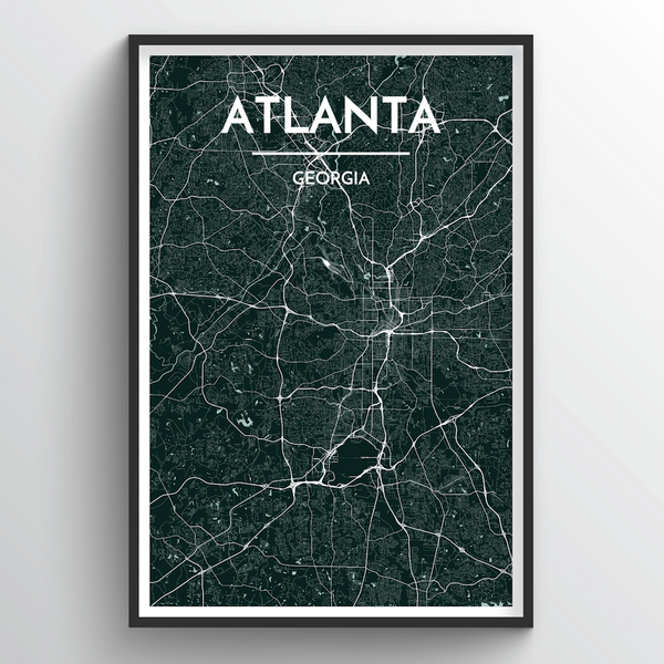 Atlanta Wall Art Atlanta Art Atlanta Georgia Map With Coordinates Map