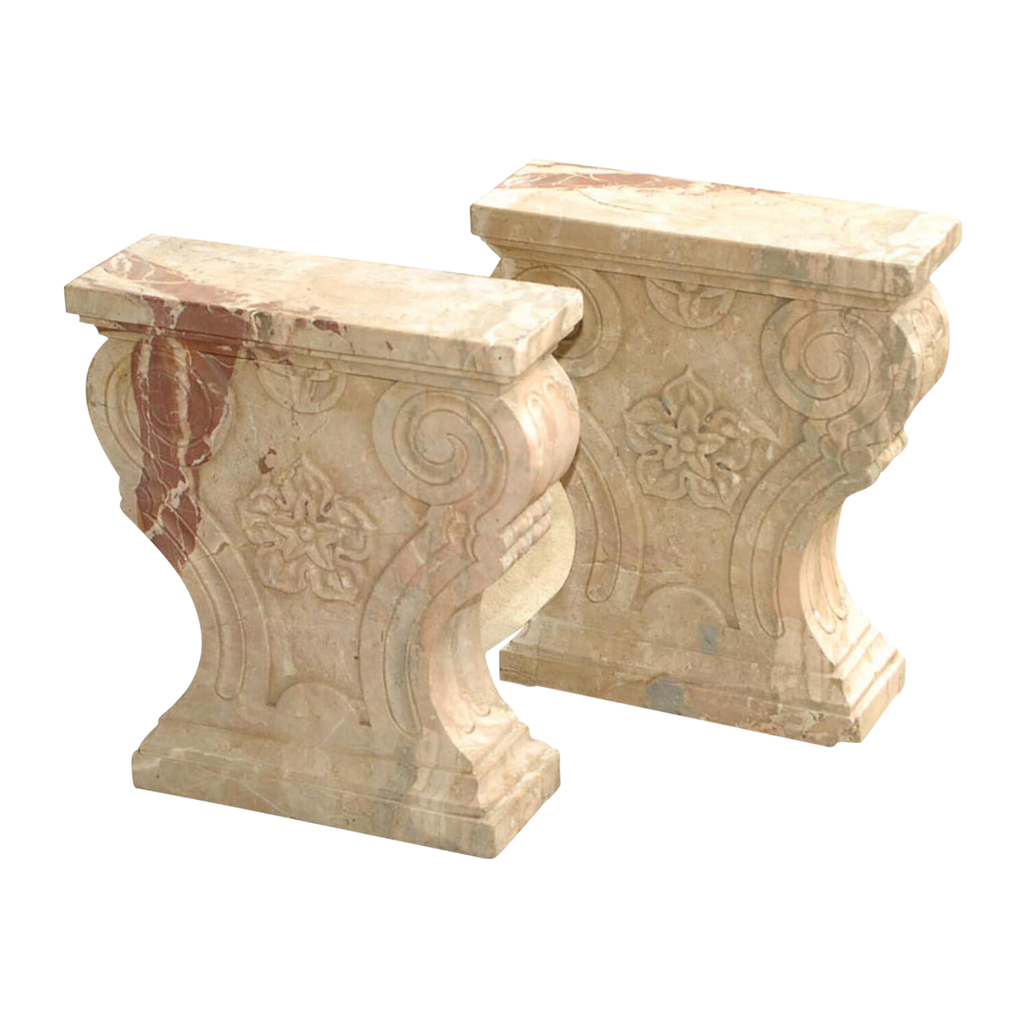 19th Century Southern Italian Antique Marble Pedestals - A Pair