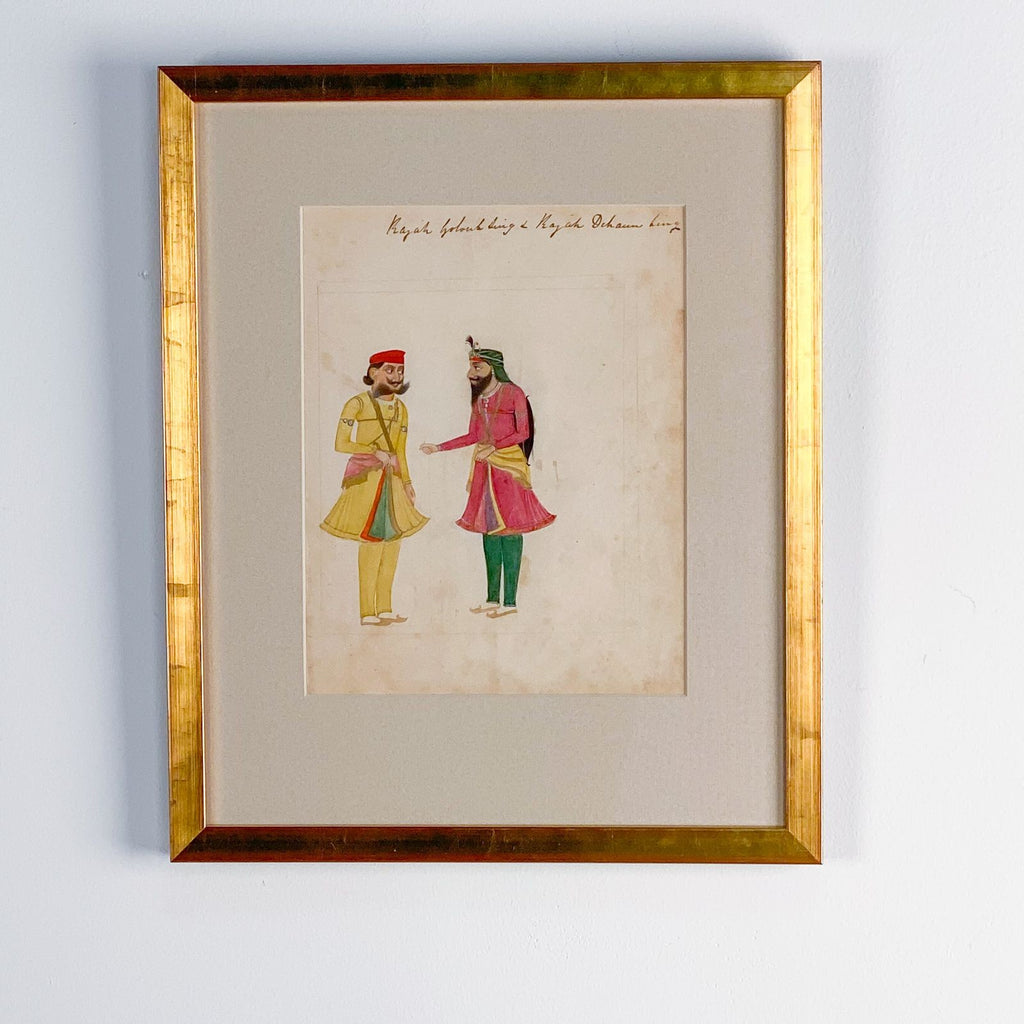 Sketch of Probable Military Officials in Pencil and Gouache, India, circa 1850