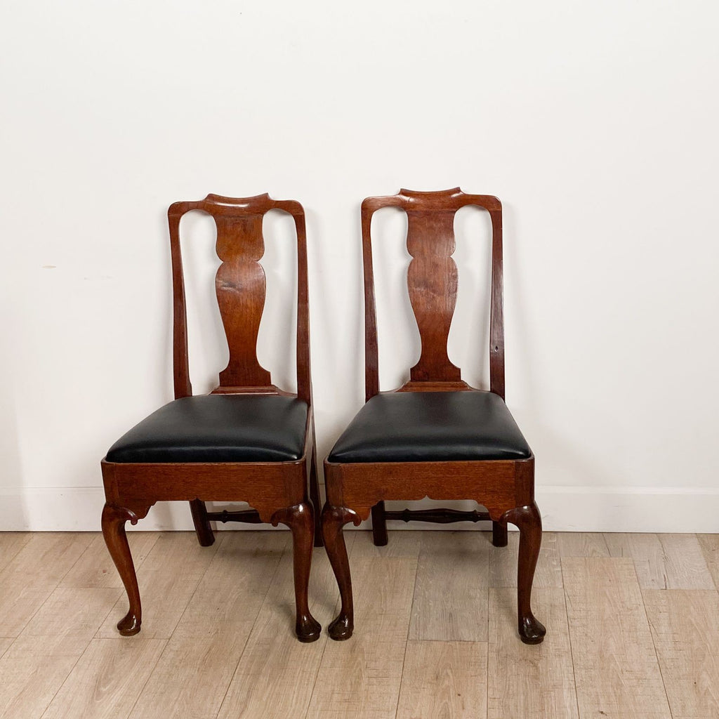 Pair of Red Walnut Queen Anne Chairs, England circa 1710
