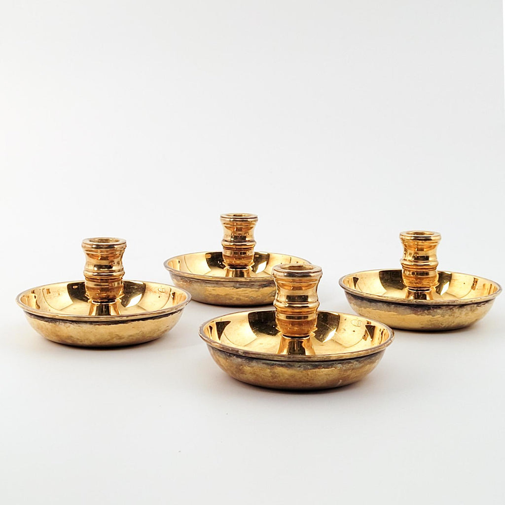 Circa 1960 Vermeil 17th Century–Style Traveling Candlesticks by Tiffany, 2 Pairs
