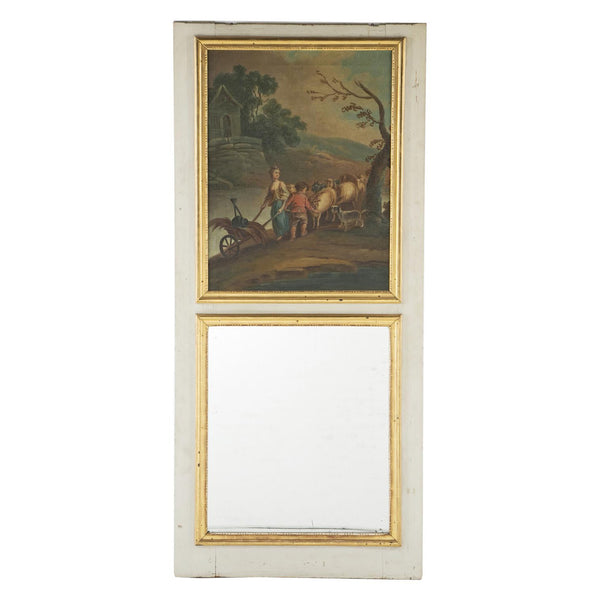 Circa 1820 Gilt Trumeau Mirror with Painting, France