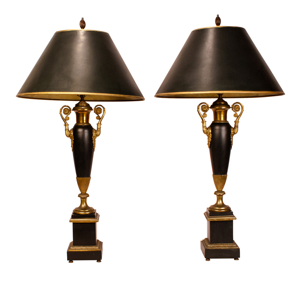 French Empire Style Tole lamps,  late 19th Century