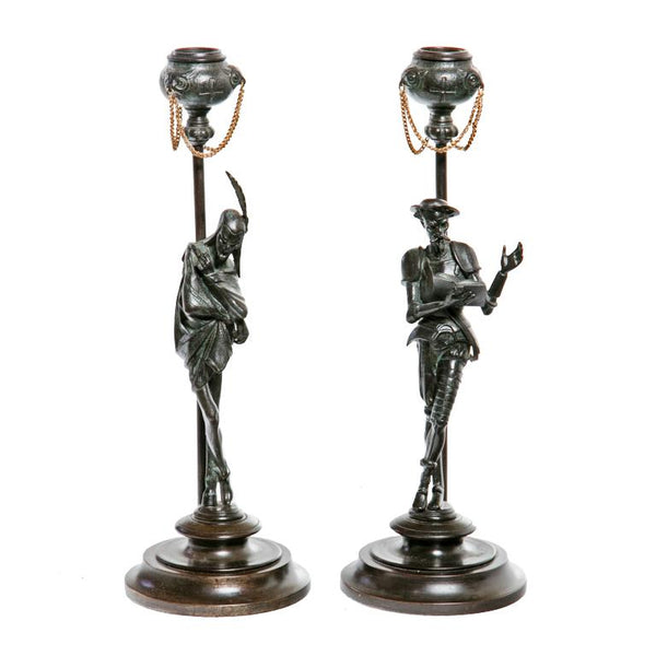 19th Century Italian Bronze Candlesticks - A Pair