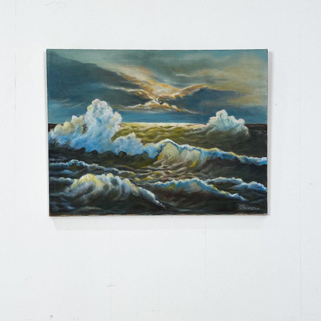 20th Century Oil on Canvas of Ocean Waves