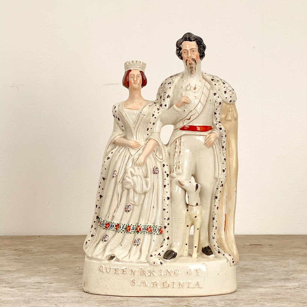 Circa 1880 King and Queen of Sardinia Staffordshire Figure, England