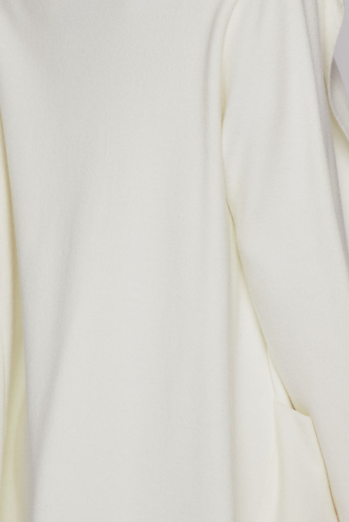 Long Knit Collared Cardigan In Ivory