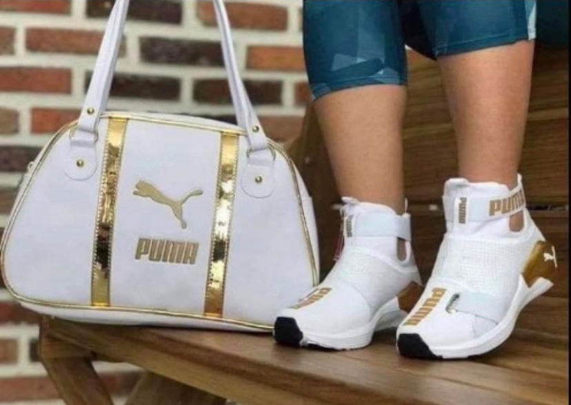 puma sneakers with matching bag