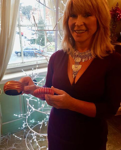 Toyah with her vintage necklace