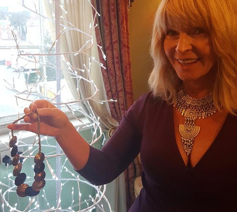 Toyah with her necklace
