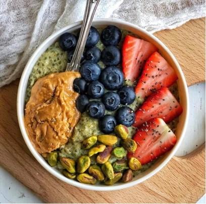 peanut butter in a bowl with fruit