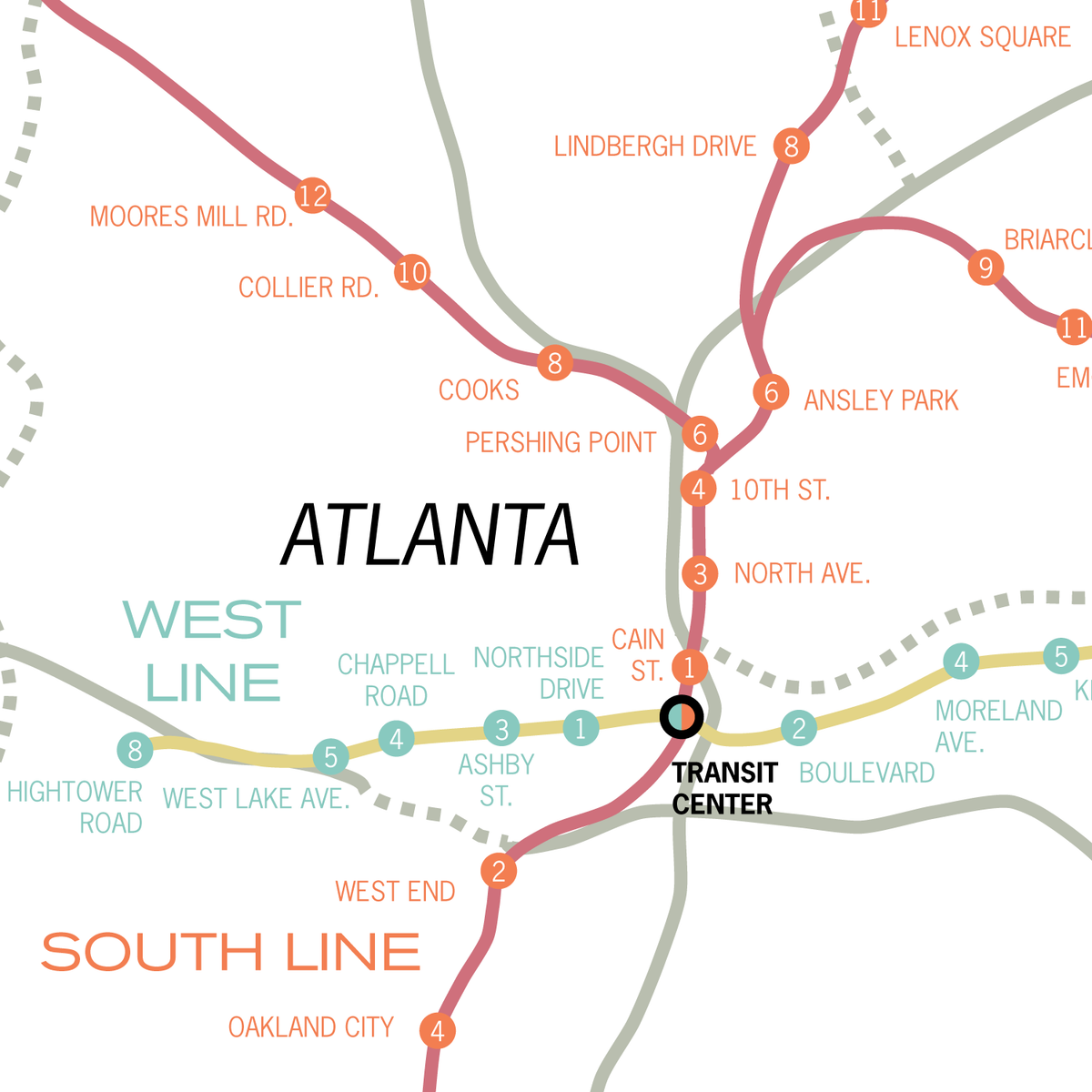 Atlanta Ga Map With Marta Railway Overlay 