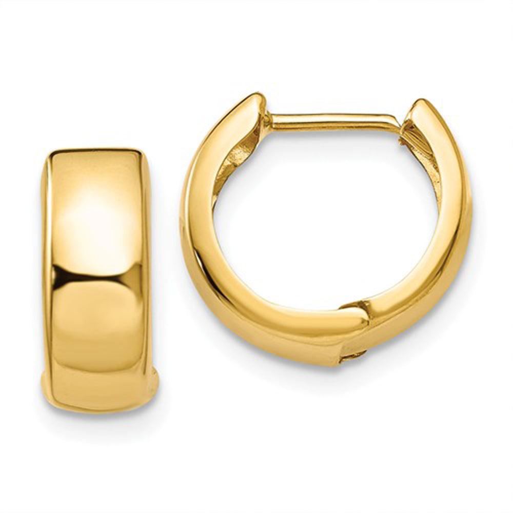 14k Yellow or Rose Gold Hinged Huggie Hoop Earrings